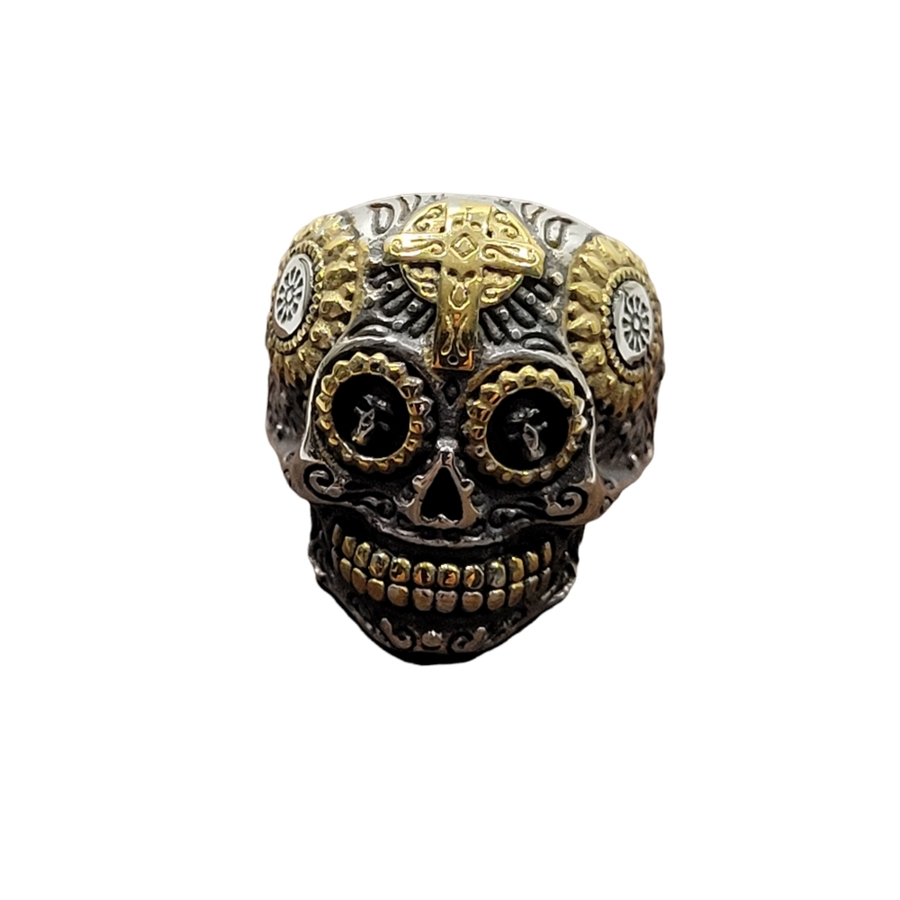 Faith Heart Gothic Solid Sugar Skull Ring Stainless Steel Ring Size 10